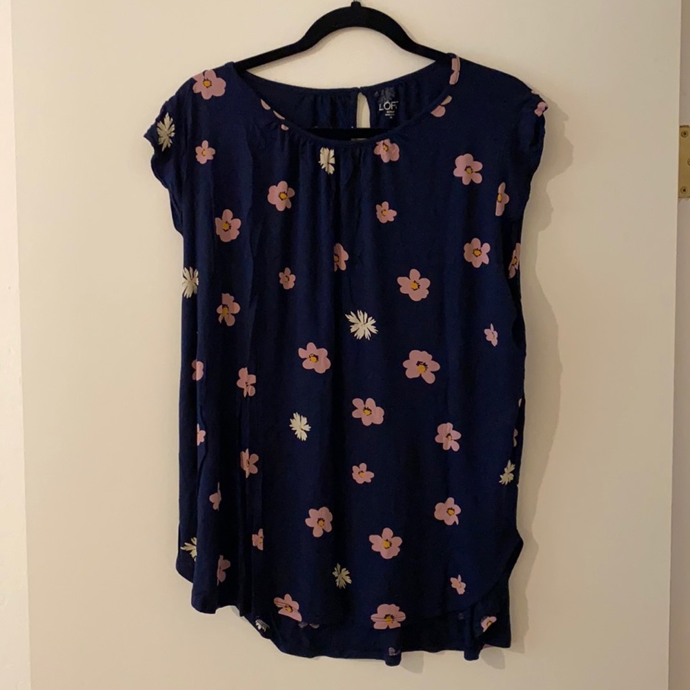 Loft outlet flutter sleeve tank top Navy